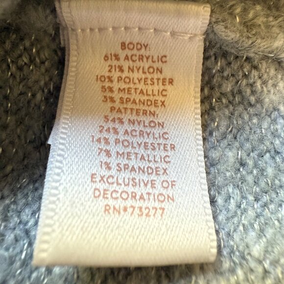 LC Lauren Conrad Size S Gray Narwhal Sequin Metallic Knit Long Sleeve Sweater - Picture 9 of 12